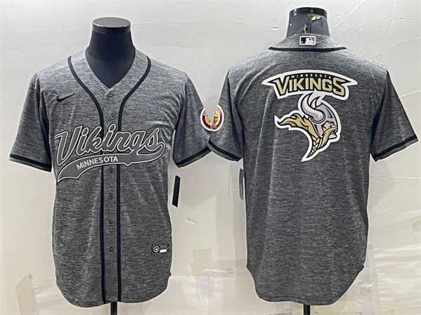 Men's Minnesota Vikings Gray Team Big Logo With Patch Cool Base Stitched Baseball Jersey,We sell and wholesale Men's Minnesota Vikings Gray Team Big Logo With Patch Cool Base Stitched Baseball Jersey on line form chian!